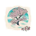 cherry blossom tree with samurai tattoo design idea