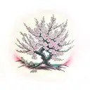 cherry blossom tree with samurai tattoo design idea