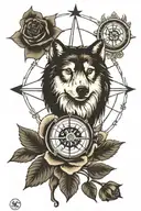 WOLF ROSES,BEAR, OWL, COMPASS, tattoo design idea