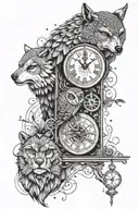 OWL,WOLF ,BEAR,CLOCK, COMPASS SLEEVE FOR THE LEFT tattoo design idea