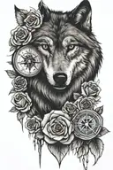 WOLF ROSES,BEAR, OWL, COMPASS, tattoo design idea