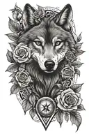 WOLF ROSES,BEAR, OWL, COMPASS, tattoo design idea