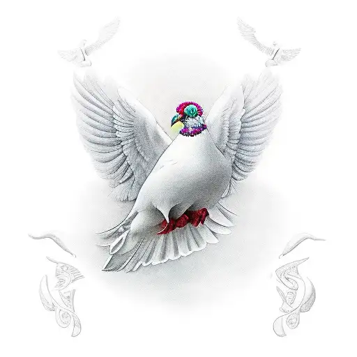 white pigeon with a cross tattoo design idea