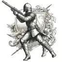 make me a french flag in a format with a model 1777 rifle and a knight's sword tattoo design idea