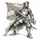 make me a french flag in a format with a model 1777 rifle and a knight's sword tattoo design idea