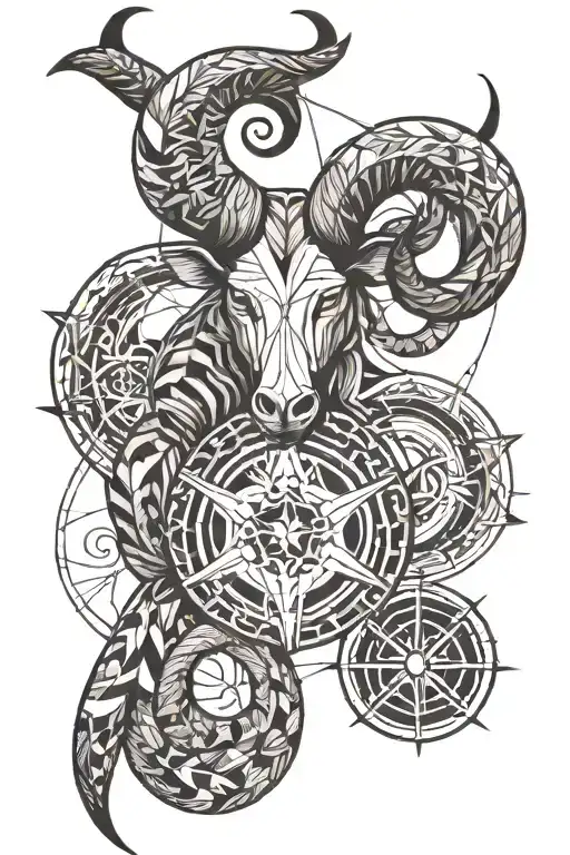 combined Taurus and capricorn symbol tattoo design idea