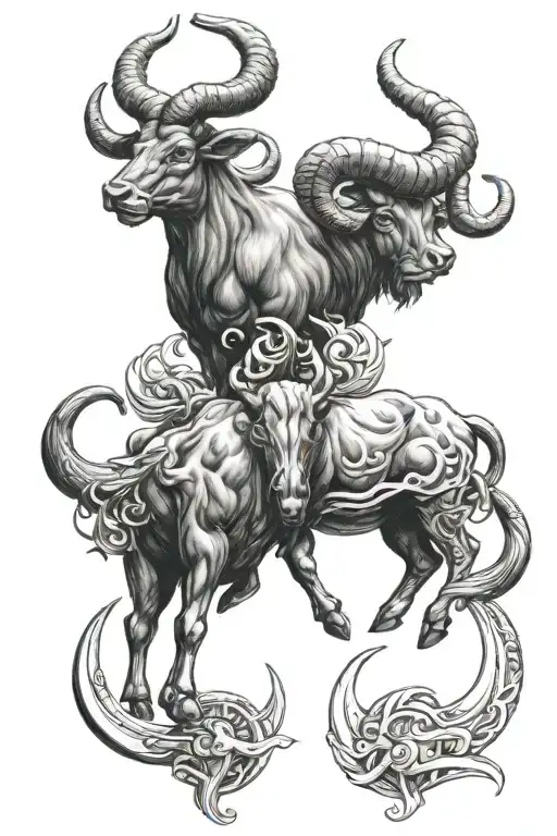 combined Taurus and capricorn symbol tattoo design idea