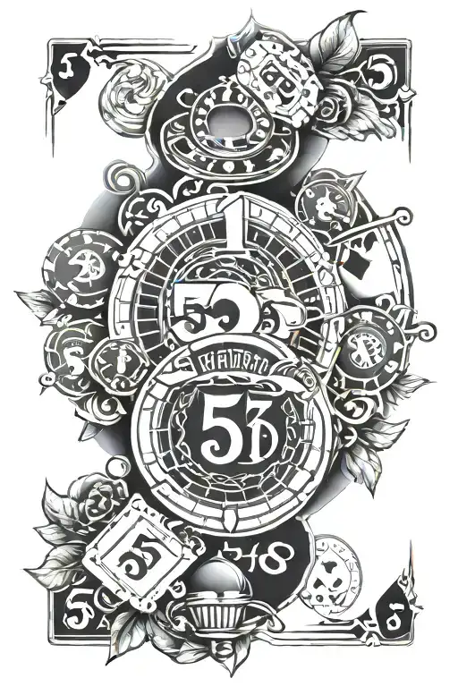 casino themed tattoo with card using the numbers 5 9 5 tattoo design idea