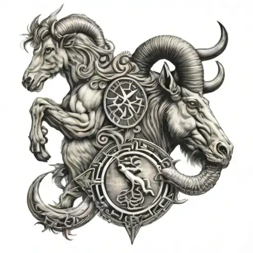 Leo Aries Capricorn as zodiac sign tattoo design idea
