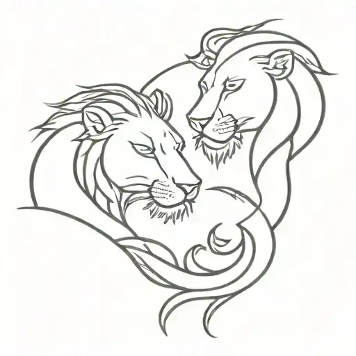leo and aquarius tattoo design idea