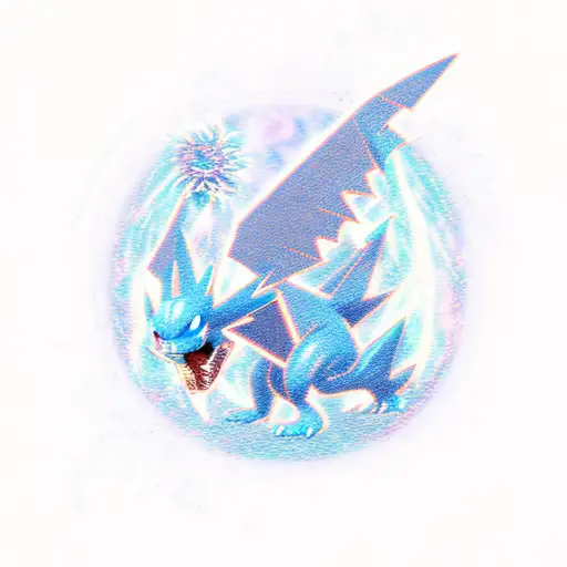 An image of a Charizard Pokémon card transformed into an EDC (Electric Daisy Carnival) flyer. The Charizard should be de tattoo design idea