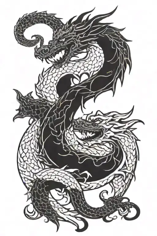 DARK DRAGON YIN YANG tattoo design idea