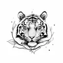tiger with rose tattoo design idea