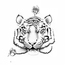 tiger with rose tattoo design idea