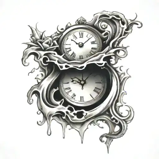 clock melting away tattoo design idea