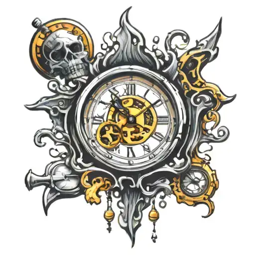 clock melting over a table  tattoo design idea