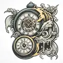 clock melting clock tattoo design idea