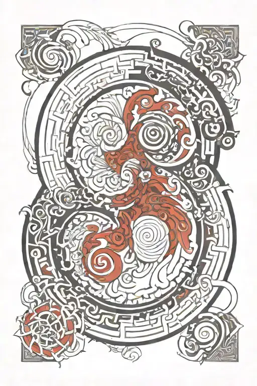 jiu jitsu Japanese fractal Fibonacci spiral merging tattoo design idea