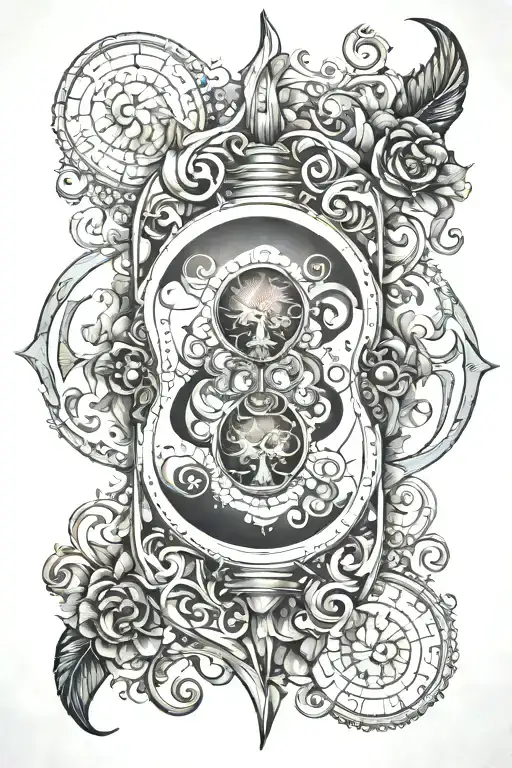 hour glass fractal fibonacci sequence spiral taurus tattoo design idea