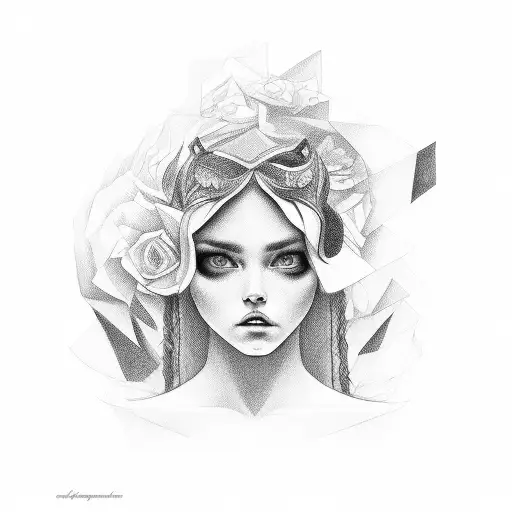 un ángel cayendo y en la ala el rostro de una mujer tattoo design idea