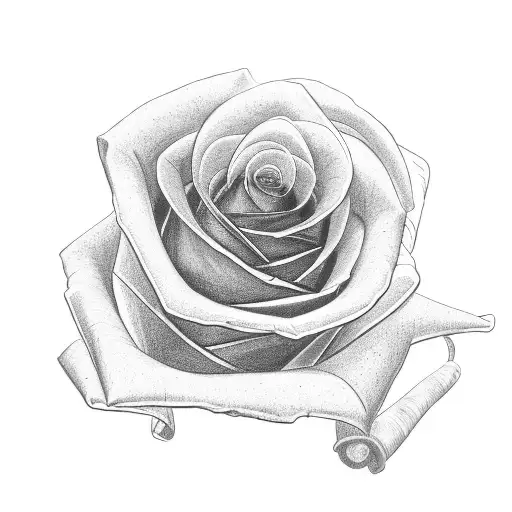 red rose with maddy written inside a scroll wrapped around the stem tattoo design idea