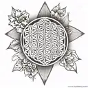 flower of life pattern with clouds on top for my inner bicep  tattoo design idea