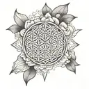 flower of life pattern with clouds on top for my inner bicep  tattoo design idea