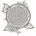 flower of life pattern with clouds on top for my inner bicep  tattoo design idea
