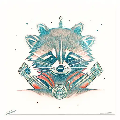raccoon rocket "guardians of galaxy" broke the chains, whole figure tattoo design idea