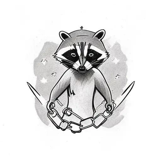 raccoon rocket "guardians of galaxy" breaking the chains  tattoo design idea