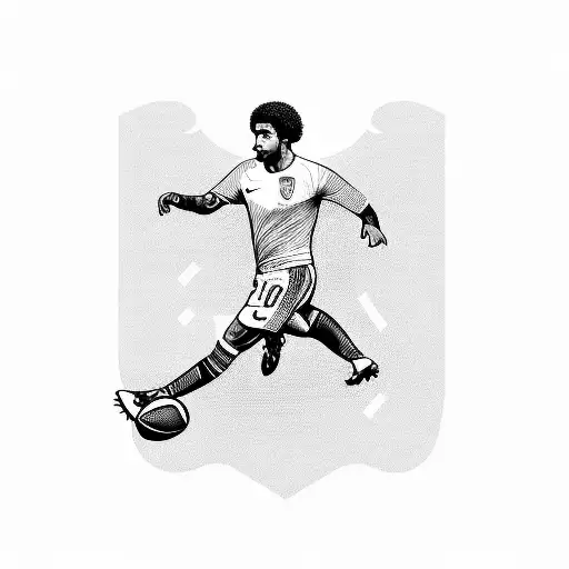 A dynamic blackwork tattoo of a Corinthians football player in action tattoo design idea