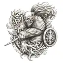 Courageous warrior fighting against multiple sclerosis symbol tattoo design idea