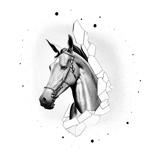 A portrait of Bojack Horseman with a shattered mirror effect tattoo design idea