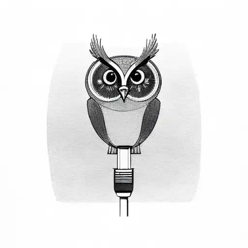  microphone and owl tattoo design idea