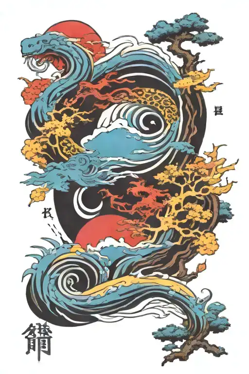 Japanese Arm Band Tattoo With Elements : Blue Wind, Yellow Forest, Red Fire, Black Mountain, with the phrase furinkazan tattoo design idea