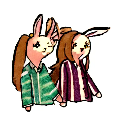 two rabbits in striped shirts tattoo design idea