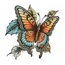 A phlebotomy needle morphing into a butterfly wing, representing your occupation and favorite thing tattoo design idea
