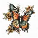 A phlebotomy needle morphing into a butterfly wing, representing your occupation and favorite thing tattoo design idea