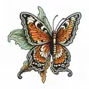 A phlebotomy needle morphing into a butterfly wing, representing your occupation and favorite thing tattoo design idea