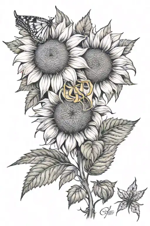 sunflowers and cannabis  tattoo design idea
