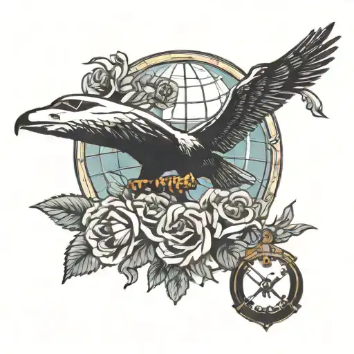 Navy Aircraft carrier symbol combined with eagle globe and anchor, with a rose tattoo design idea