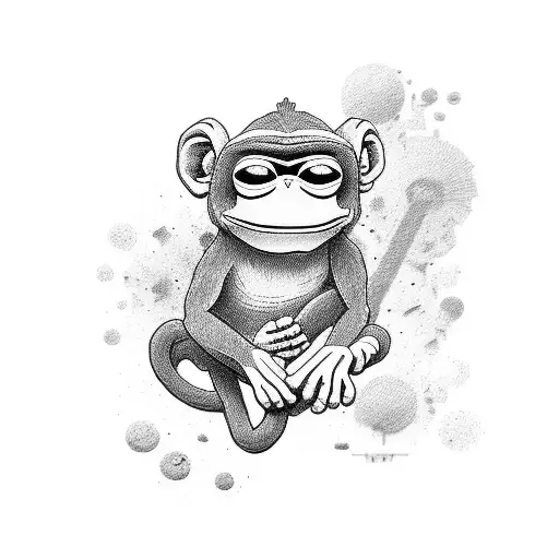 monkey with Pepe frog on his wrist  tattoo design idea