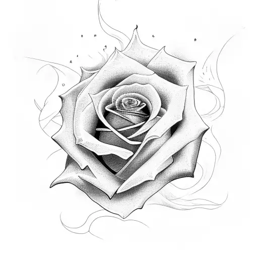 Rose on fire tattoo design idea