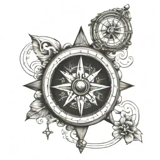 compass with the N replaced with a cross  tattoo design idea
