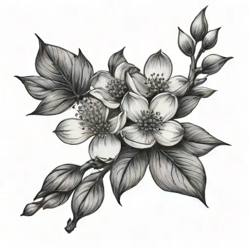 dogwood tree branch tattoo design idea