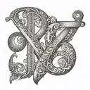 initial A and M intertwined lorraine cross tattoo design idea