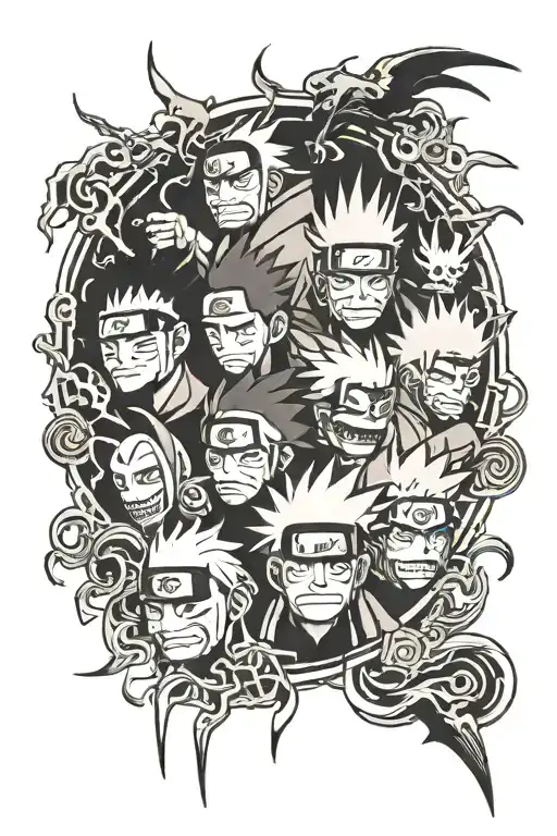 shinigami naruto with haunted family logo  tattoo design idea