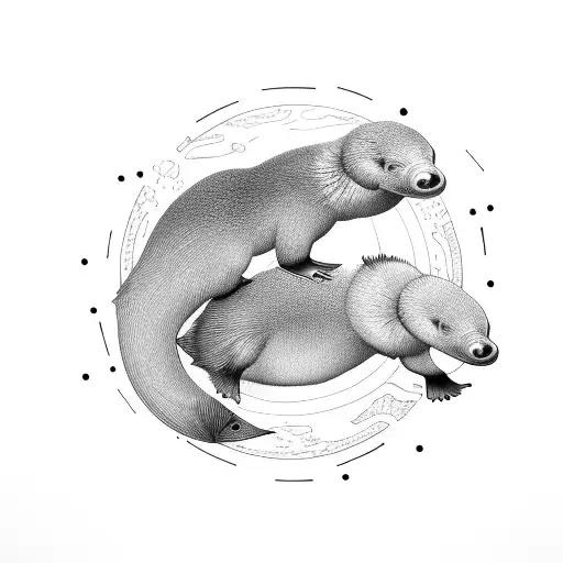 two platypus like ying and yang tattoo design idea