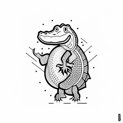 crocodile standing geometric line style tattoo design idea