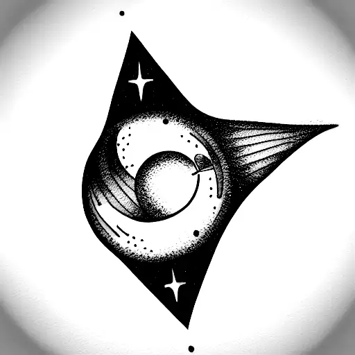 rocket moon star tattoo design idea